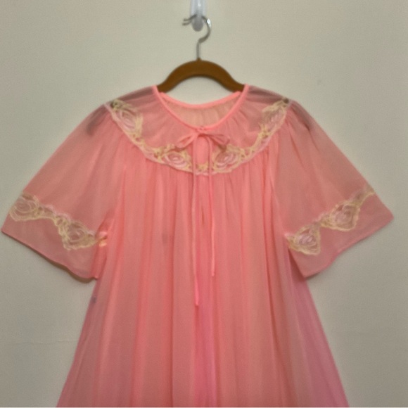 Jenelle of California Small/Med? Fly Away Robe Negligee Vintage Pink/Yellow RARE - Picture 2 of 10